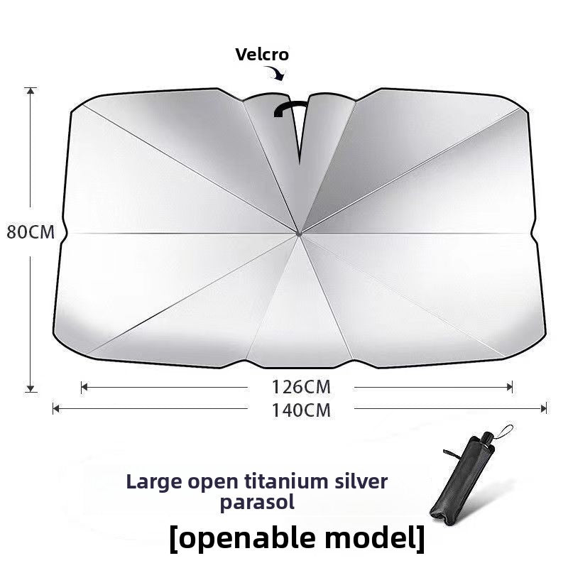 Telescopic Car Sunshade Umbrella with Heat Insulation