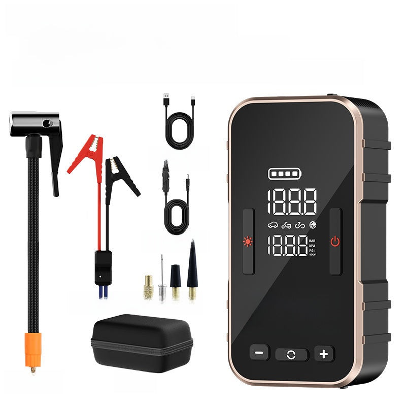 Portable Car Tire Inflator and Jump Starter with Power Bank