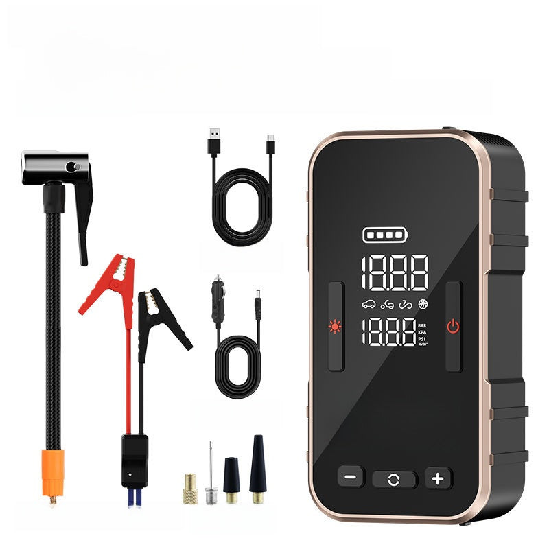Portable Car Tire Inflator and Jump Starter with Power Bank