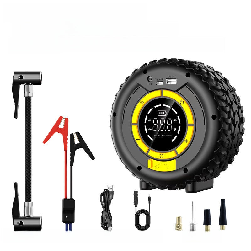 Portable Car Tire Inflator and Jump Starter with Power Bank